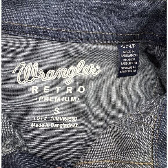 Men's Wrangler Retro Premium Long Sleeve Denim Western Snap Shirt Size Small - Picture 5 of 8